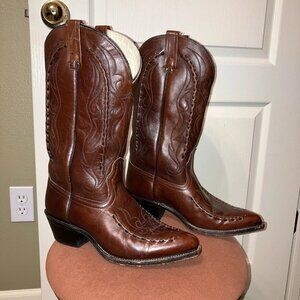Vintage ACME Boots BUCKSTITCH TRIM Brown - Sz 8.5 D MADE IN USA